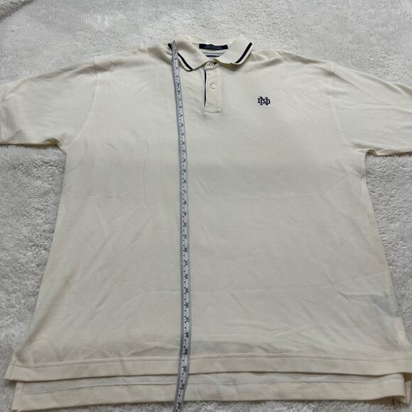 Vintage Tommy Hilfiger Golf Men Notre Dame Monagrammed 100% Cotton Cream XL Polo - Picture 4 of 7